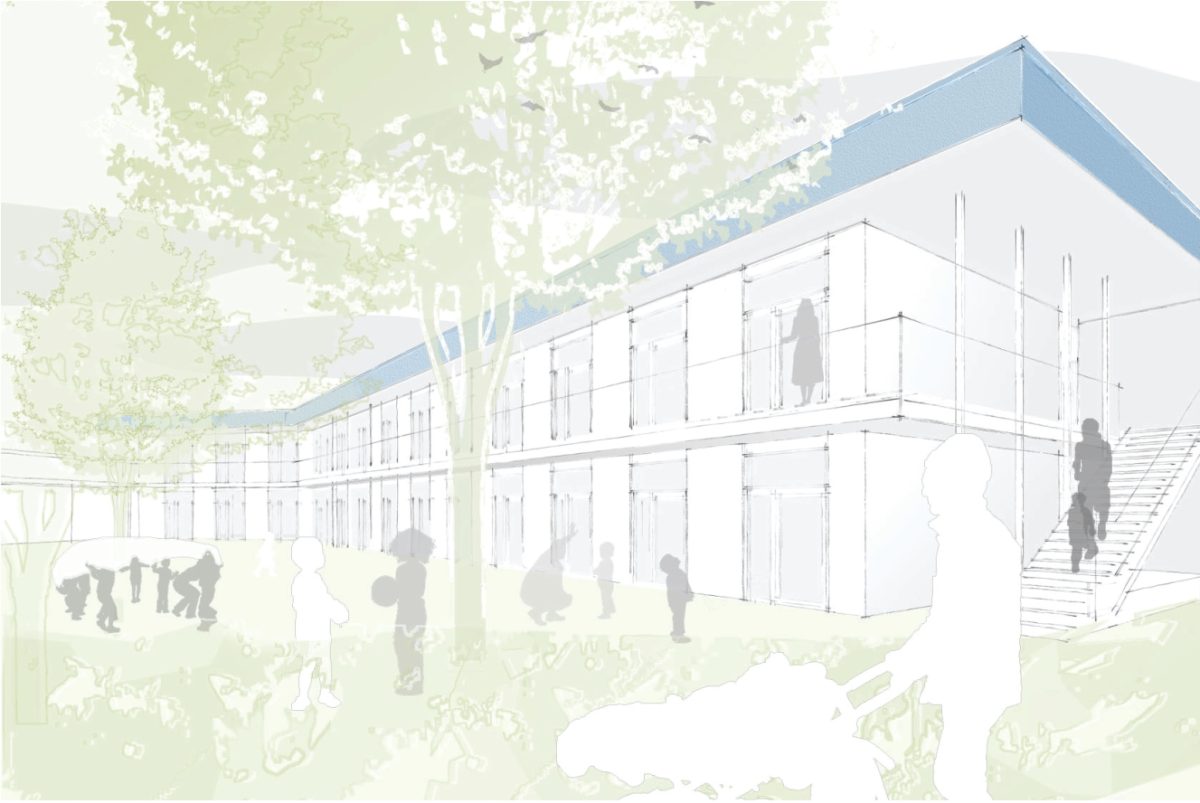 Visualisierung der geplanten Kita in der Woerisshofferstraße