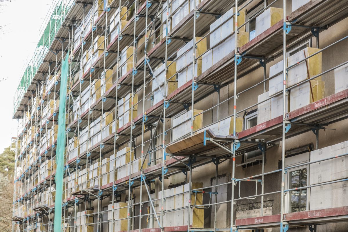 Detailaufnahme eines Baugerüstes in der Waldstadt.