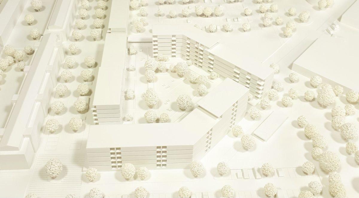 Architekturmodell des Neubauprojekts in Oberreut Woerishoffer Straße.