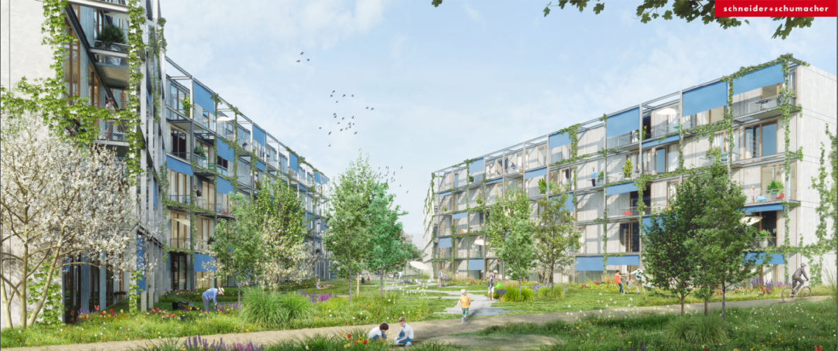 Visualisierung des Neubauprojekts in der Waldstadt Königsberger Straße.