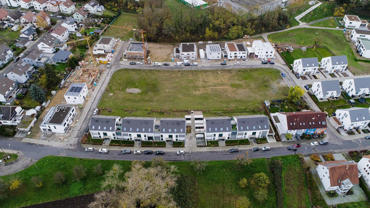 Luftbild des Grundstücks der Konzeptvergabe Am Sandberg.
