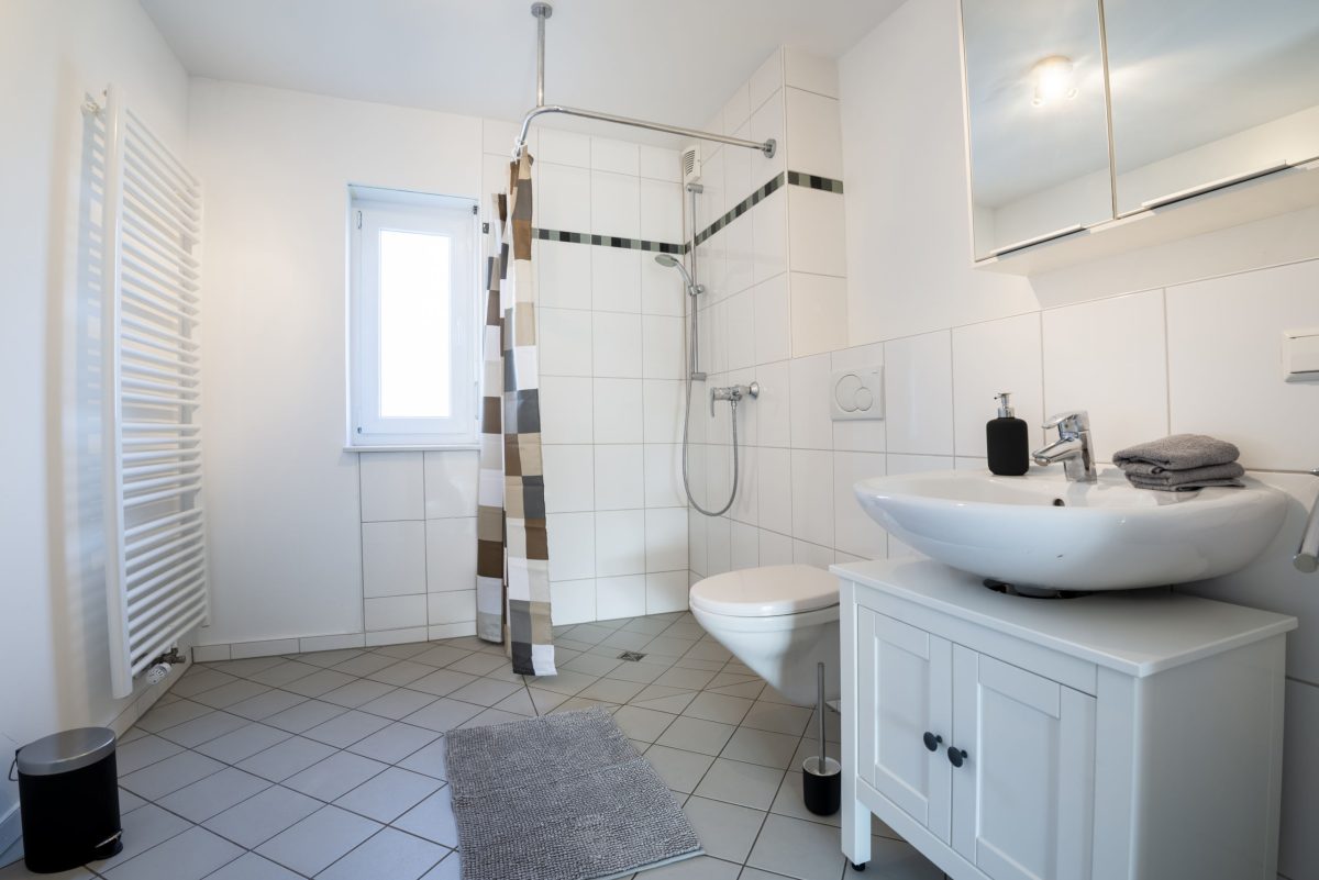 Das barrierefreie Badezimmer der Gästewohnung im Rintheimer Feld.