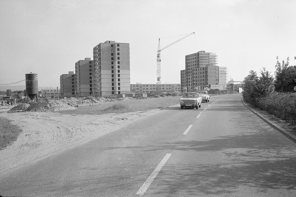 Historisches Foto der Bebauung in Oberreut 1970.