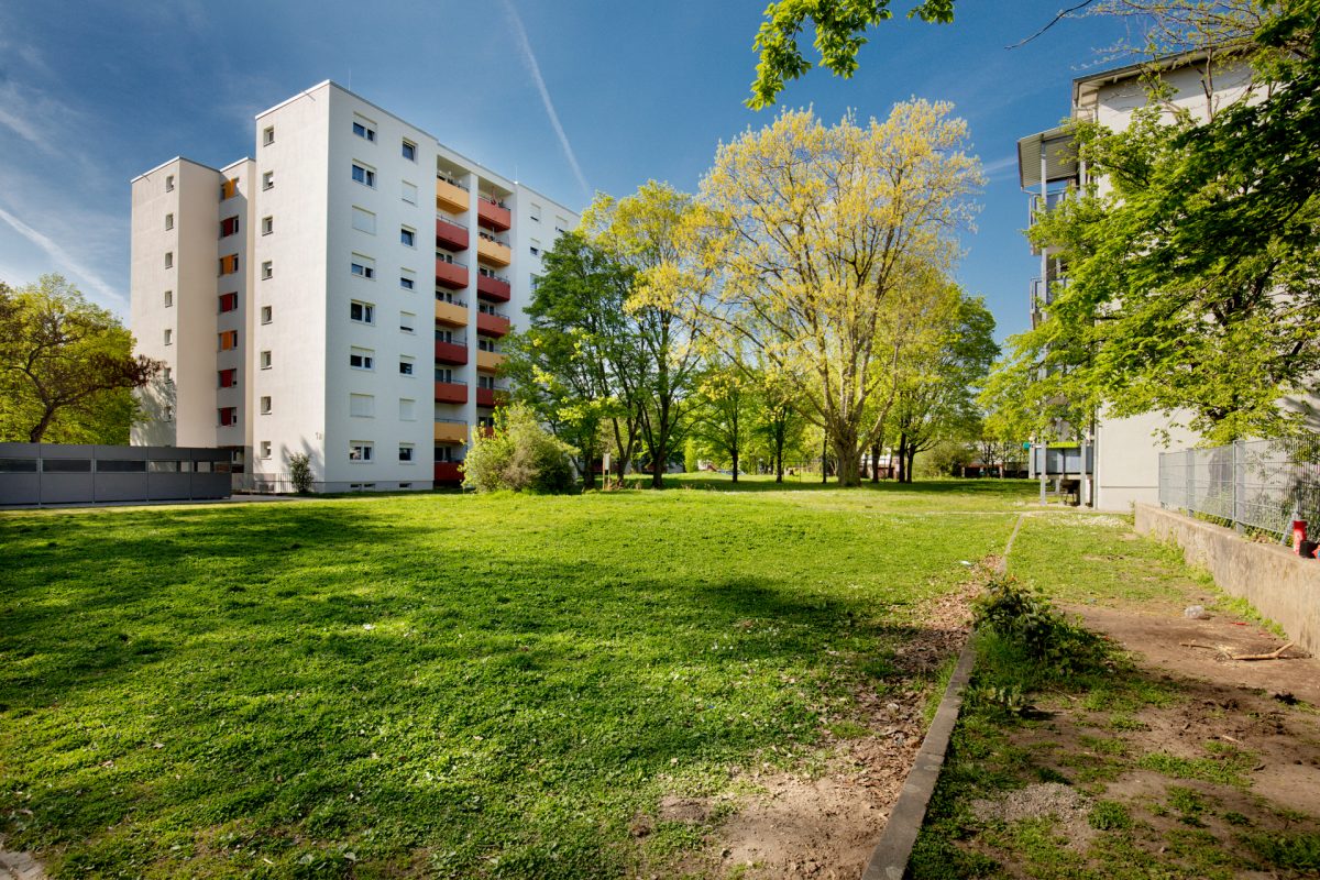 Außenansicht einer Wohnbebauung in der Nordweststadt.