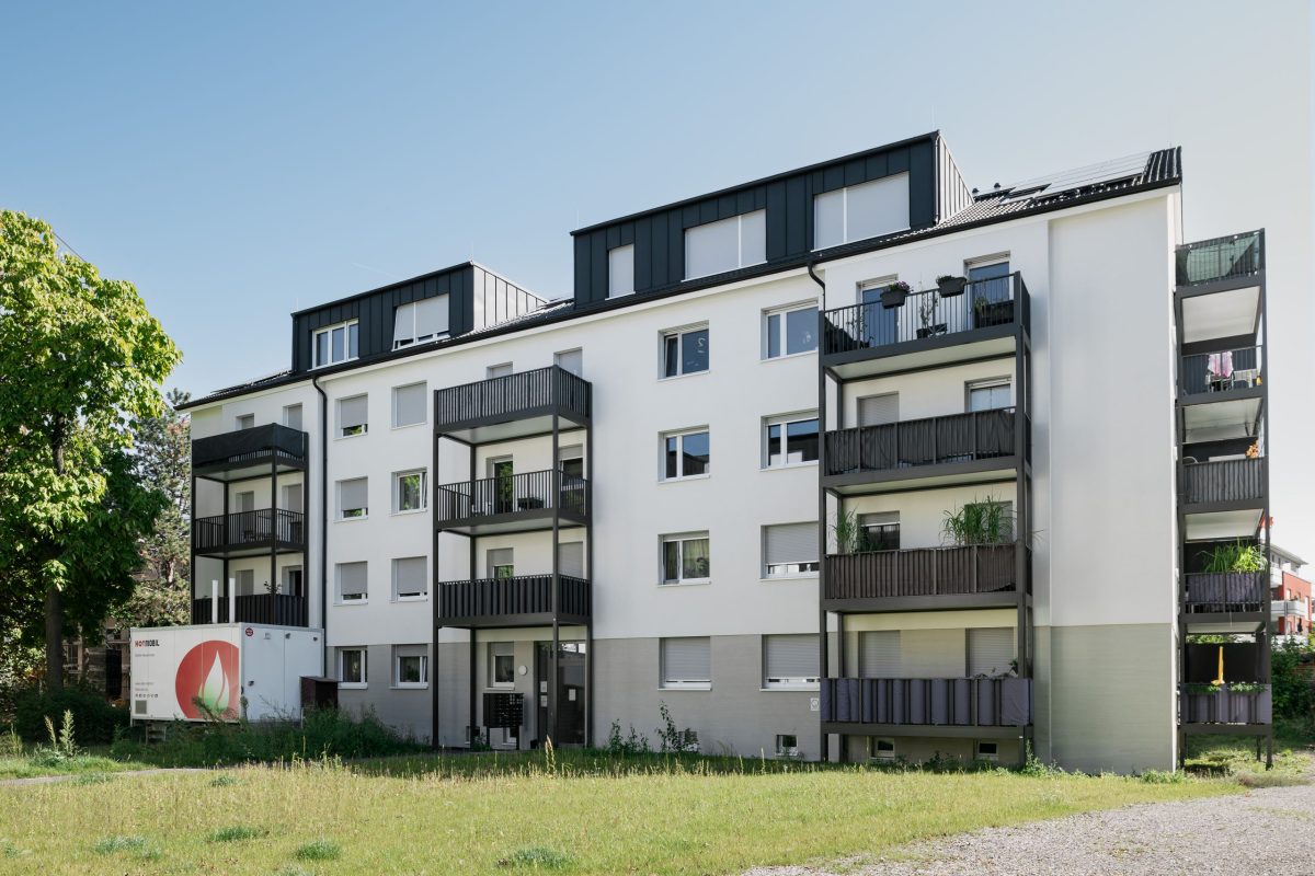 Außenansicht der Modernisierung in der Reichenbachstraße 25 in Durlach.