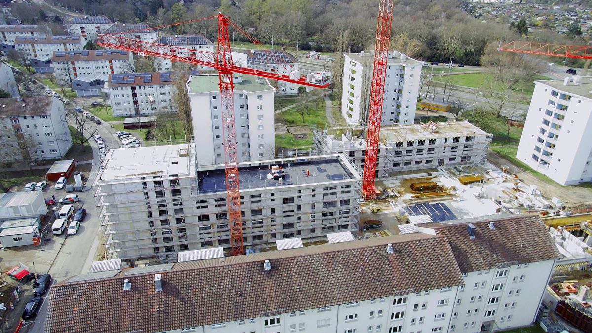 Luftbilder Baustelle am Staudenplatz
