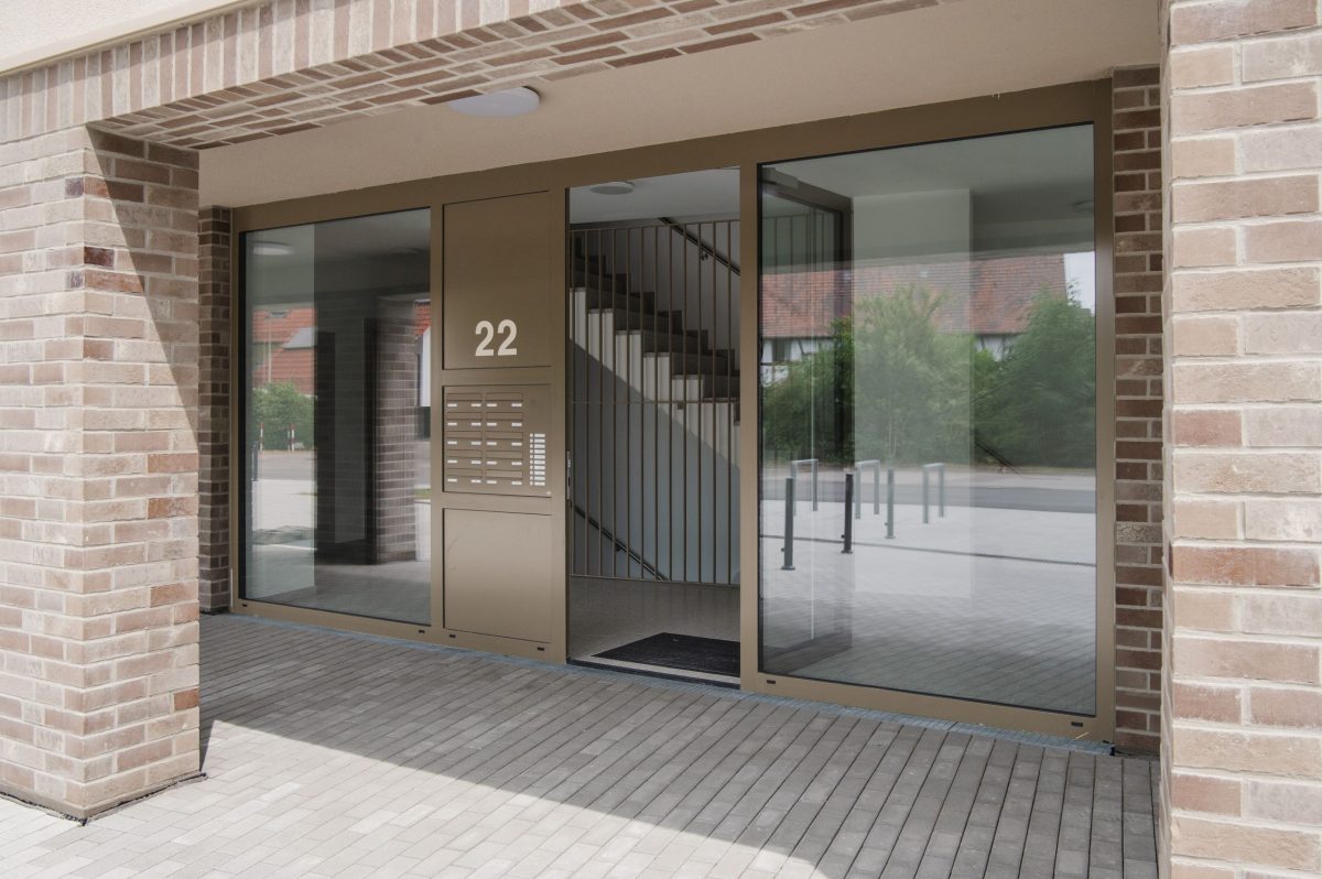 Eingangsbereich des Neubaus in Stutensee