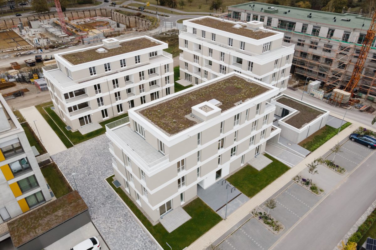 Luftbild des Neubaus in Rheinstetten.