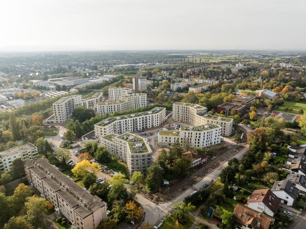 Luftbild von dem August-Klingler-Areal.