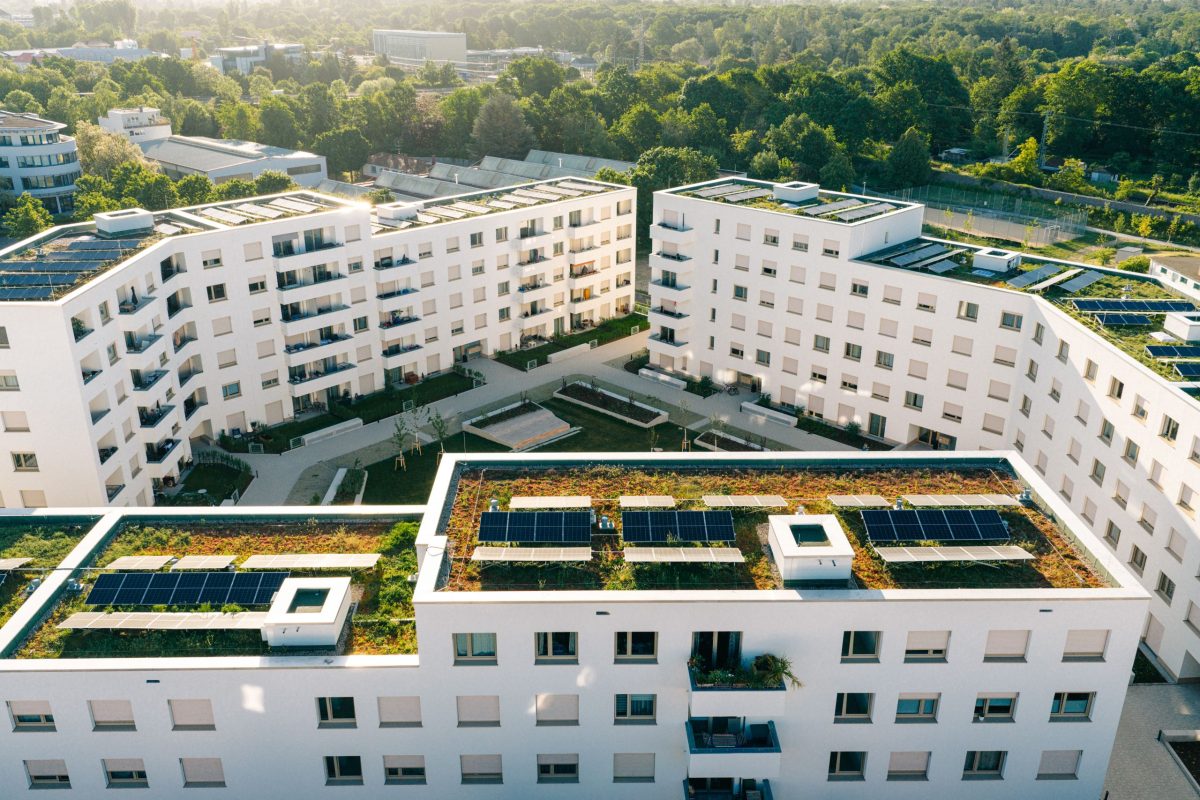 Luftbild des Neubaus in Oberreut Woerishoffer Straße.