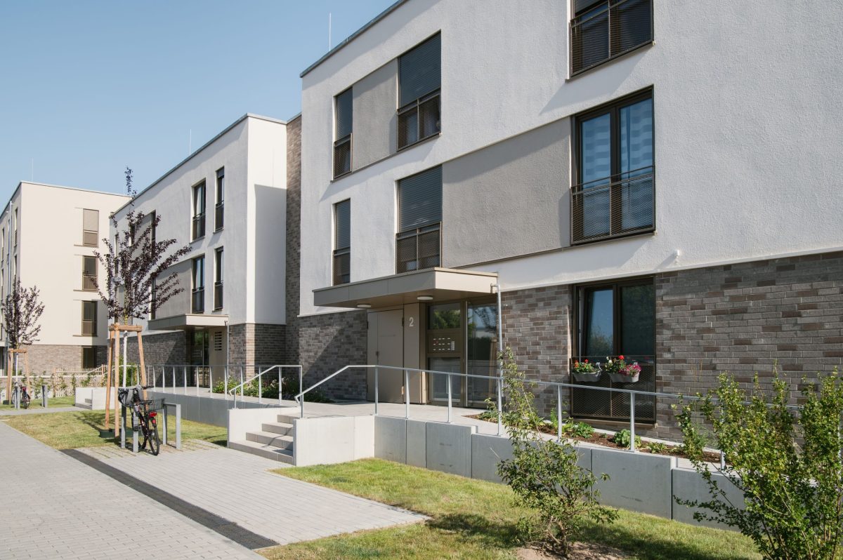 Blick auf ein Gebäude im Wohnpark Mittendrin.
