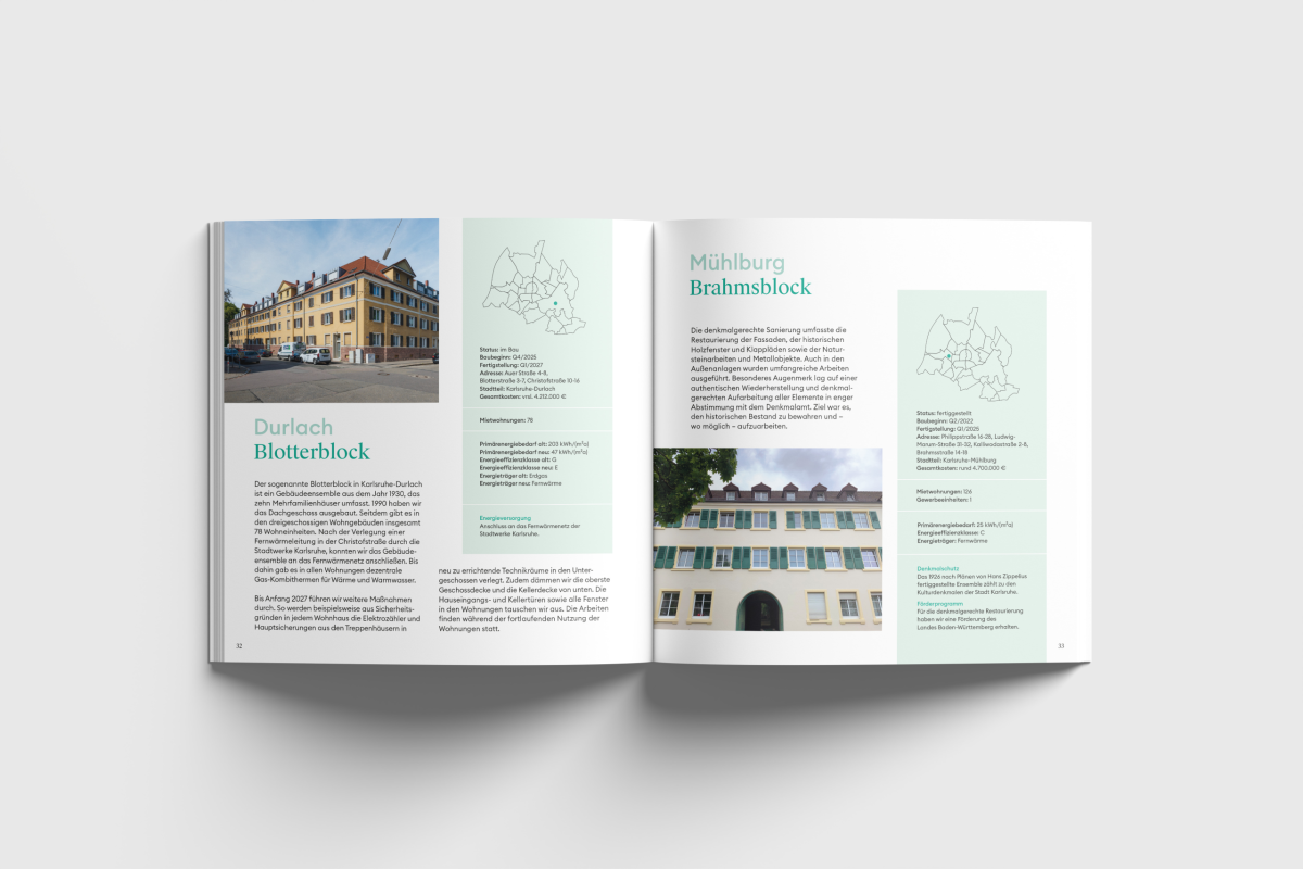 Mockup unseres Projektbuchs von einer Innenseite für Modernisierungsprojekte.