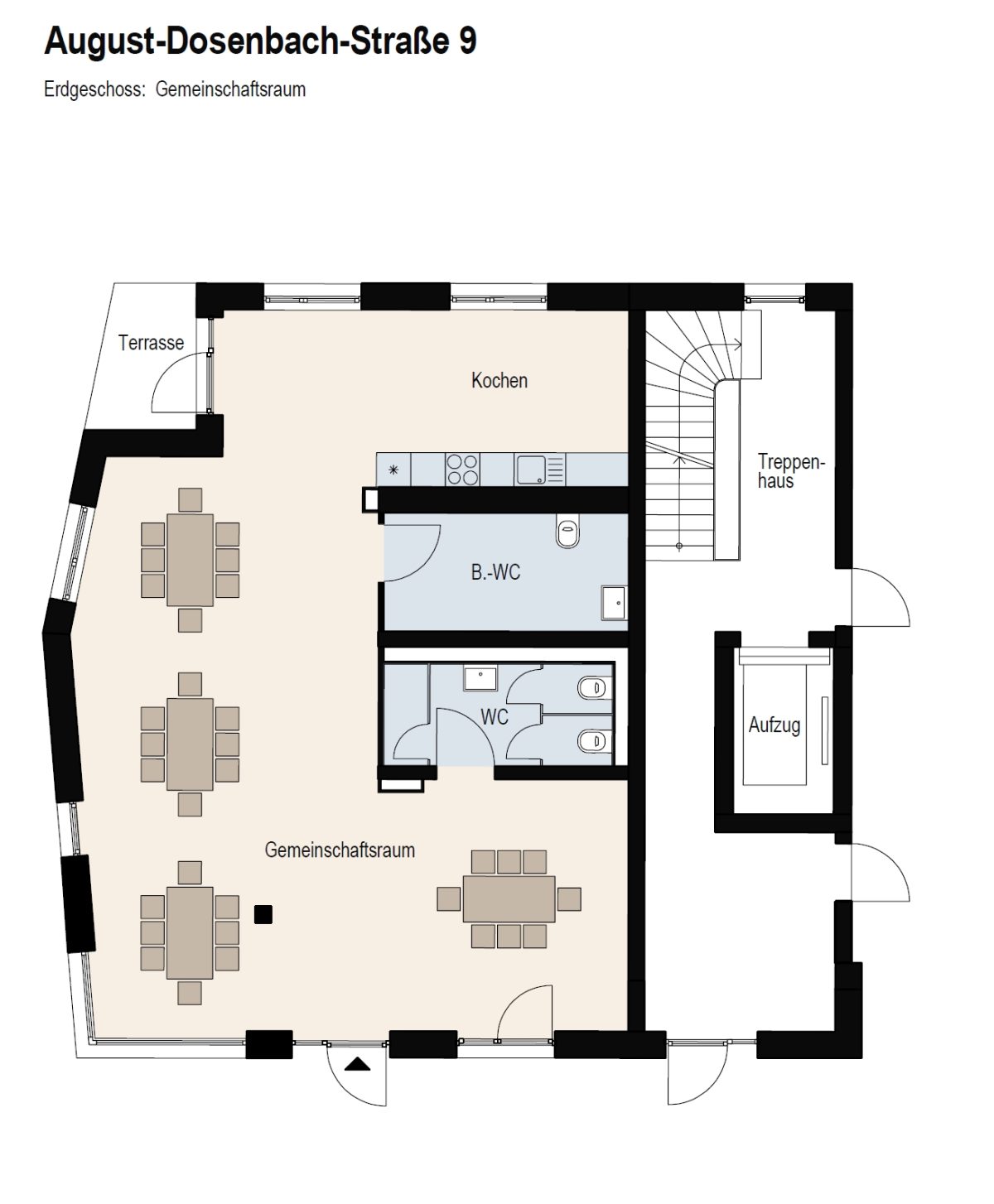 Grundriss Gemeinschaftsraum August-Klingler-Areal in der August-Dosenbach-str. 9